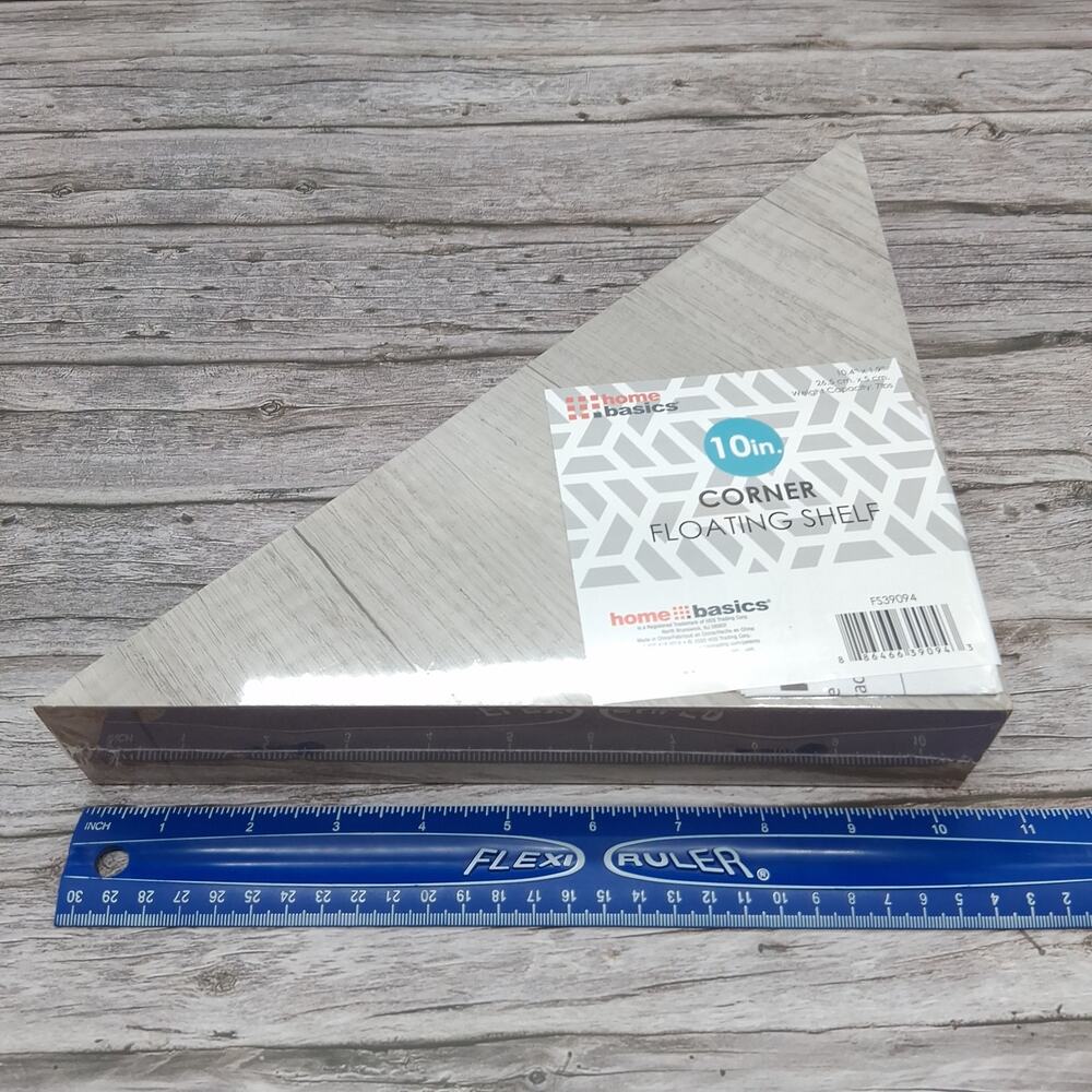 Home basics 10 In. Corner Floating Shelf 2 Pk Composite Wood 7Lb Weight Capacity - Picture 11 of 13
